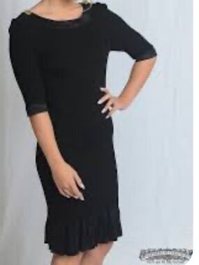 BEBE Women vintage Y2K black ribbed fine-knit bodycon dress | S